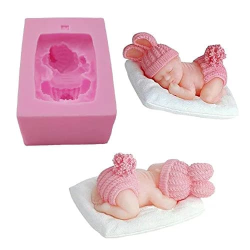 XLZSP 3D Cute Sleeping Baby Silicone Fondant Mold 10.4 cm (4.1 in) | DIY Cake Decorating Supplies thumbnail 1