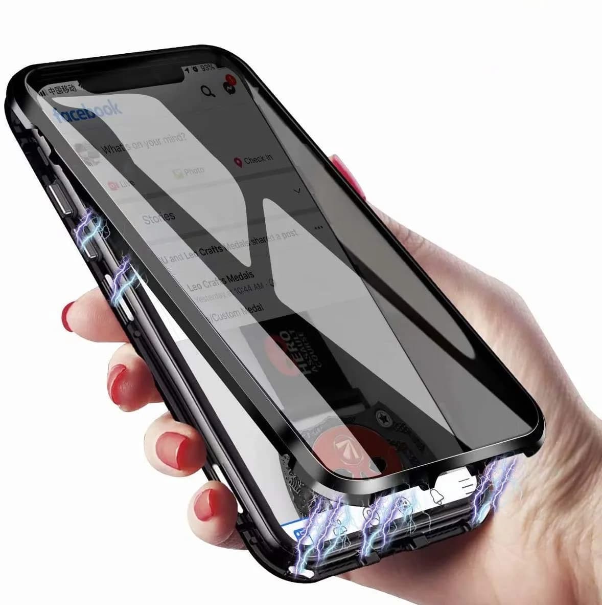 KMXDD Anti-Peeping Galaxy Note 20 Ultra 360° Full Body Case | Magnetic Privacy Cover with Tempered Glass (Black)
