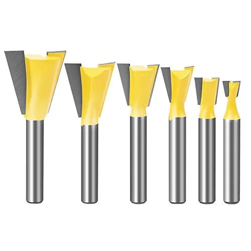 YAKAMOZ 6Pcs Dovetail Router Bit Set 1/4 Inch Shank | Wood Joints Cutter for Boxes & Drawers thumbnail 1