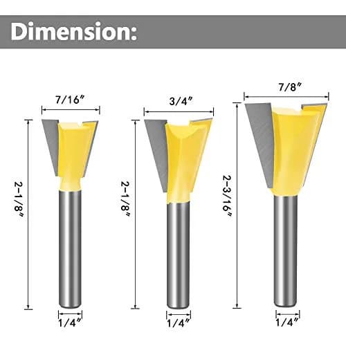 YAKAMOZ 6Pcs Dovetail Router Bit Set 1/4 Inch Shank | Wood Joints Cutter for Boxes & Drawers thumbnail 4