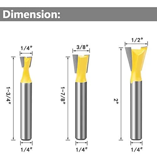 YAKAMOZ 6Pcs Dovetail Router Bit Set 1/4 Inch Shank | Wood Joints Cutter for Boxes & Drawers thumbnail 5