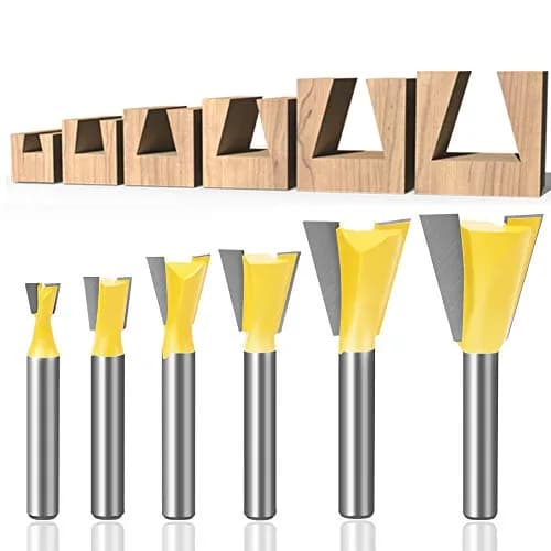 YAKAMOZ 6Pcs Dovetail Router Bit Set 1/4 Inch Shank | Wood Joints Cutter for Boxes & Drawers thumbnail 2