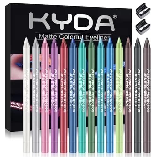 Ownest 14 Colors Eyeliner Pen Set | Pearl Metallic Glitter Eye Liner for Women, Waterline Pencil with Sharpener thumbnail 1
