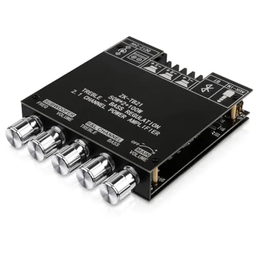 ARRAROWN ZK-TB21 Bluetooth 5.0 Audio Amplifier Board 50W x 2 + 100W Subwoofer | 2.1 Channel Stereo Output with Treble & Bass Control thumbnail 1