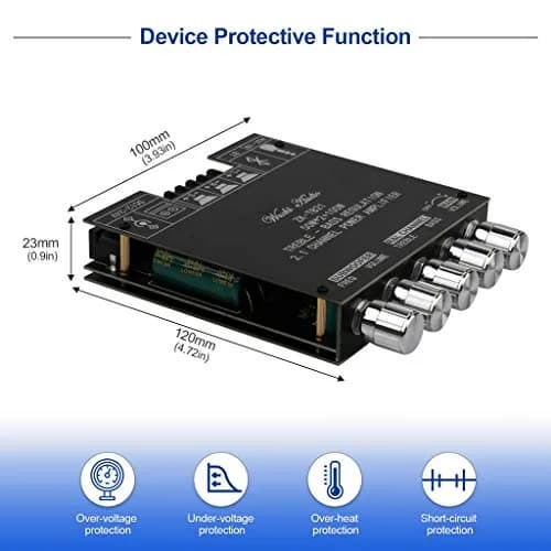 ARRAROWN ZK-TB21 Bluetooth 5.0 Audio Amplifier Board 50W x 2 + 100W Subwoofer | 2.1 Channel Stereo Output with Treble & Bass Control thumbnail 6