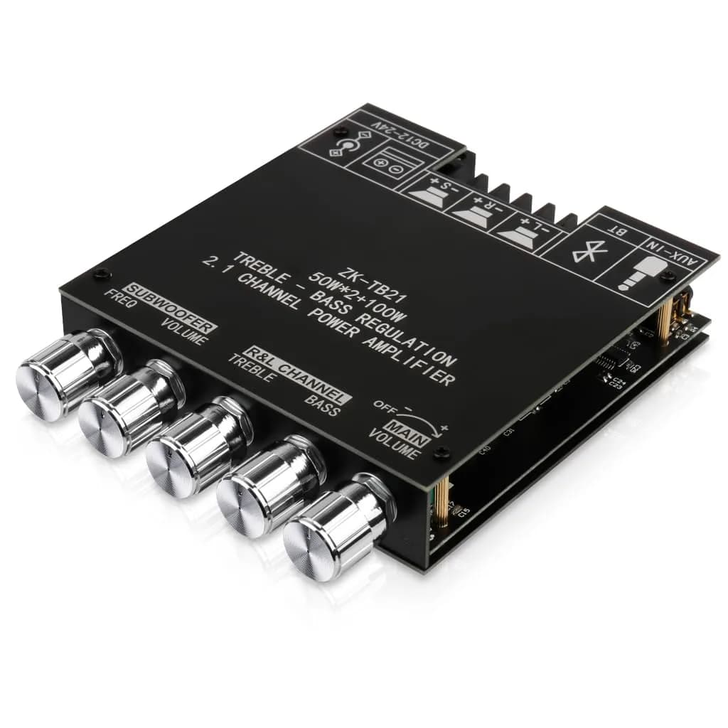 ARRAROWN ZK-TB21 Bluetooth 5.0 Audio Amplifier Board 50W x 2 + 100W Subwoofer | 2.1 Channel Stereo Output with Treble & Bass Control