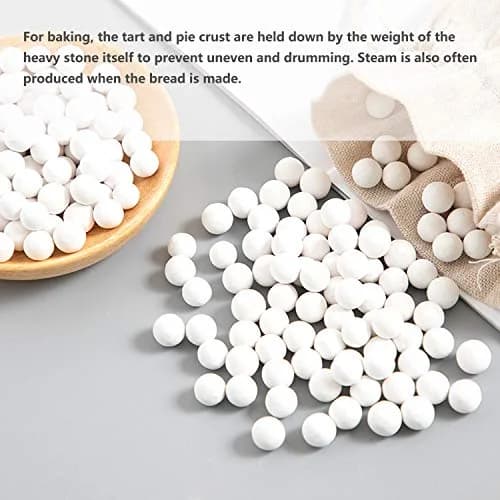 Hommtina Ceramic Pie Weights Baking Beans 1kg (2.2lb) | Reusable Blind Baking Ceramic Stoneware with Wheat Straw Container thumbnail 6
