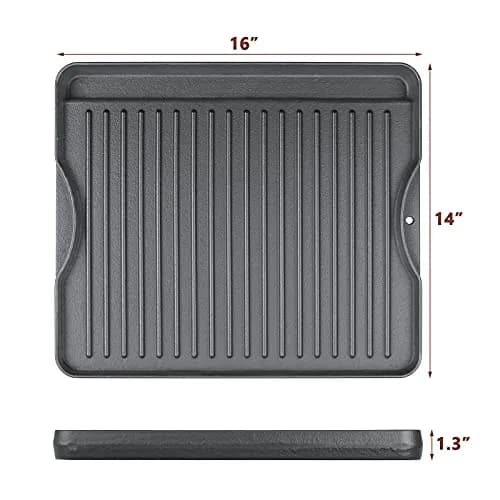 Uniflasy Reversible Cast Iron Griddle 14" x 16" | Fits Camp Chef Stoves & More thumbnail 3