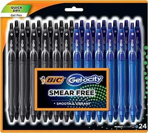 BIC Gelocity Quick Dry Gel Pen, 0.7mm, 24 Pack | Fast-Drying, Comfortable Gel Pens for India thumbnail 1