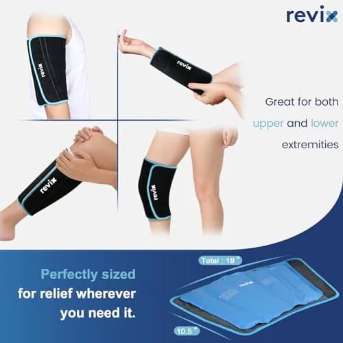 REVIX Calf and Shin Ice Pack Wraps 2 Pack | Reusable Leg Cold Packs for Shin Relief thumbnail 4