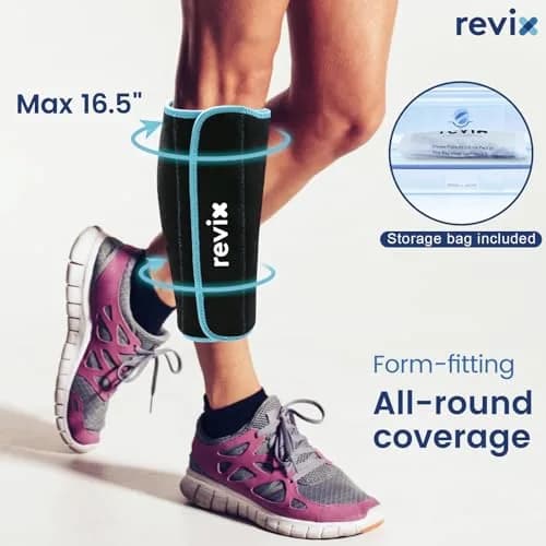 REVIX Calf and Shin Ice Pack Wraps 2 Pack | Reusable Leg Cold Packs for Shin Relief thumbnail 5