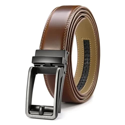CHAOREN Click Belt Men - 1 3/8" Genuine Leather Ratchet Belt for Dress Casual, 35cm (32"-38" Waist Adjustable) thumbnail 1