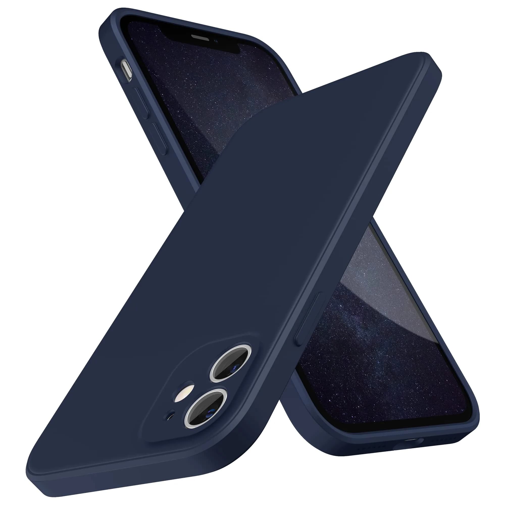 SURPHY Liquid Silicone Case for iPhone 11 (6.1 inches) with Camera Protection, Straight Edge Slim Design, Lilac Purple | Supports Wireless Charging — Midnight Blue