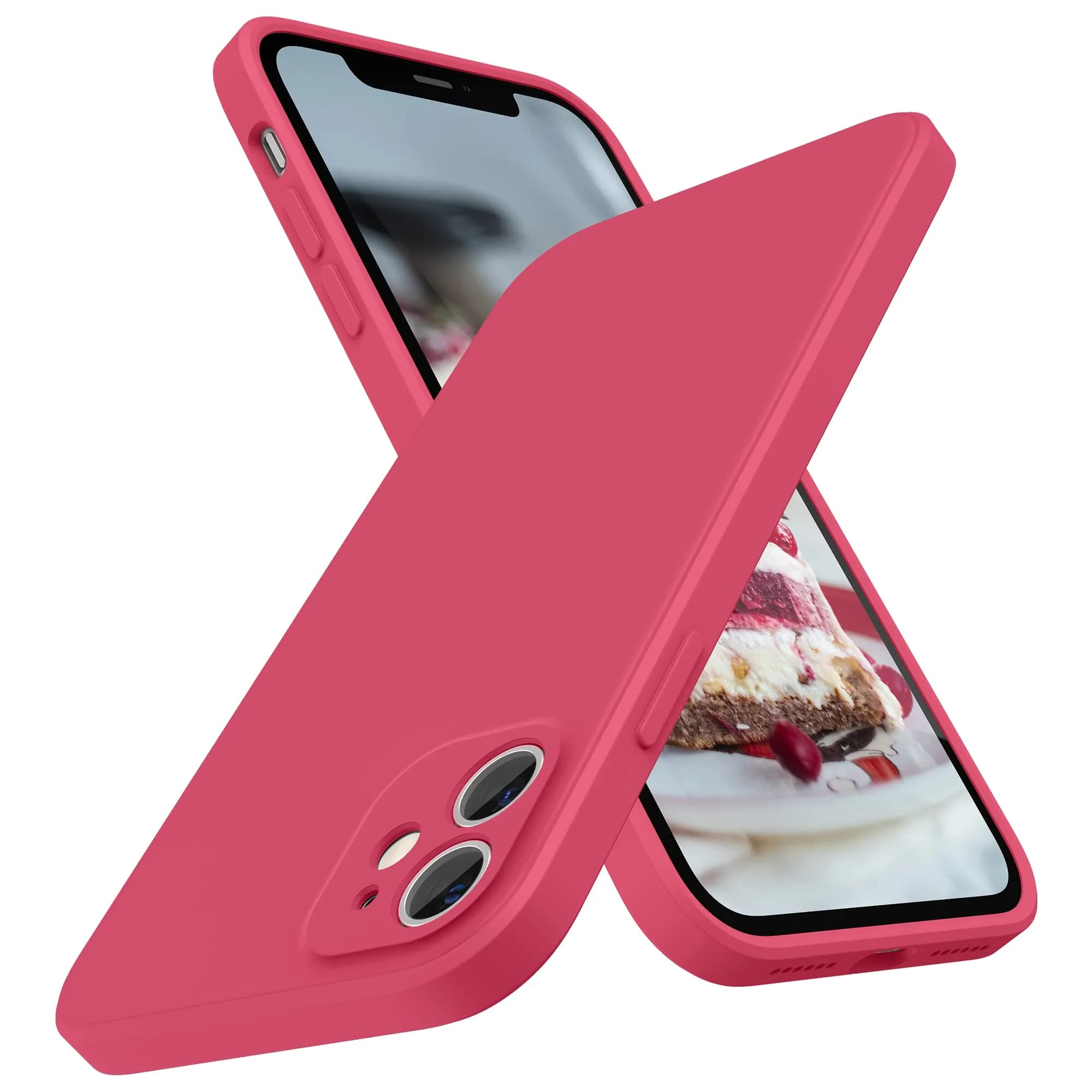 SURPHY Liquid Silicone Case for iPhone 11 (6.1 inches) with Camera Protection, Straight Edge Slim Design, Lilac Purple | Supports Wireless Charging — Hibiscus