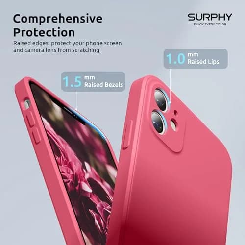 SURPHY Liquid Silicone Case for iPhone 11 6.1 inches, Hibiscus | Camera Protection, Straight Edge Slim Design thumbnail 4