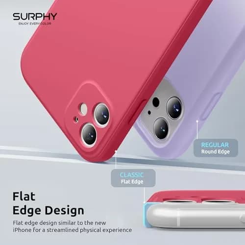SURPHY Liquid Silicone Case for iPhone 11 6.1 inches, Hibiscus | Camera Protection, Straight Edge Slim Design thumbnail 3