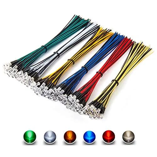 CHANZON 120pcs 12V 5mm LED Diode Lights 7.9 inch Pre Wired Assorted Kit | 6 Colors x 20pcs thumbnail 1