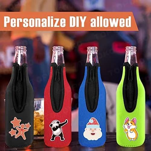 TOPOKO Beer Bottle Insulator Sleeve Set 12 oz | Vibrant Neoprene Bottle Jackets (set of 6) thumbnail 3