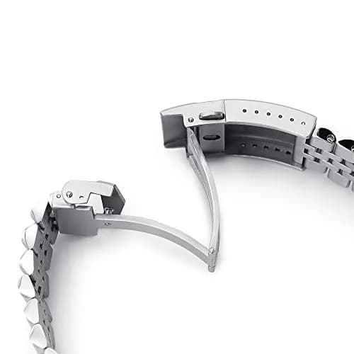 MiLTAT 22mm Brushed Stainless Steel Watch Band compatible with Seiko 5 SRPD Series | Curved End, V-Clasp, 83g thumbnail 4