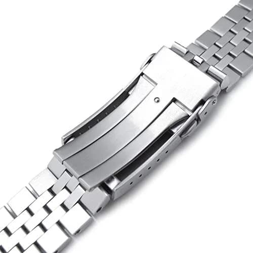 MiLTAT 22mm Brushed Stainless Steel Watch Band compatible with Seiko 5 SRPD Series | Curved End, V-Clasp, 83g thumbnail 5