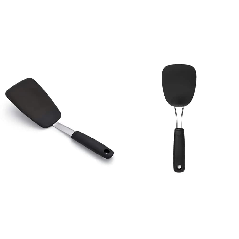 OXO Good Grips Large Silicone Flexible Turner & Nylon Turner, Black | Heat-Resistant & Non-Stick Safe - main product image