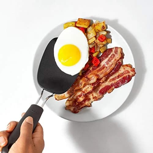 OXO Good Grips Large Silicone Flexible Turner & Nylon Turner, Black | Heat-Resistant & Non-Stick Safe thumbnail 6