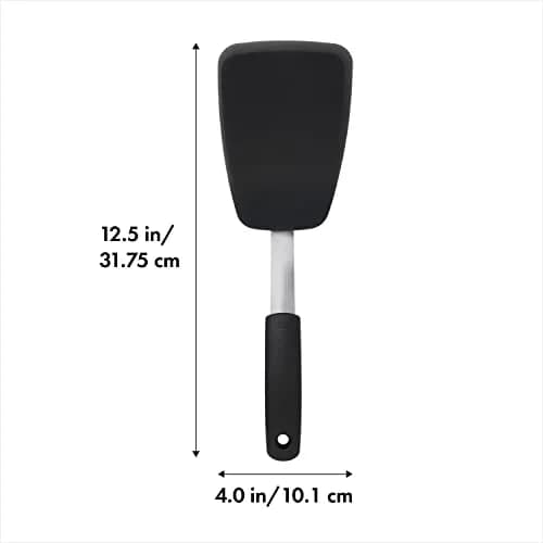 OXO Good Grips Large Silicone Flexible Turner & Nylon Turner, Black | Heat-Resistant & Non-Stick Safe thumbnail 3