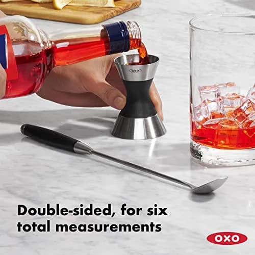 OXO SteeL Cocktail Shaker 24 oz & Double Jigger | Leak-Proof Stainless Steel Bar Set thumbnail 5