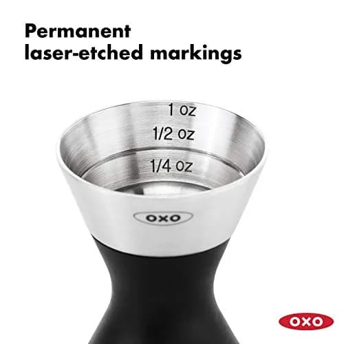 OXO SteeL Cocktail Shaker 24 oz & Double Jigger | Leak-Proof Stainless Steel Bar Set thumbnail 6