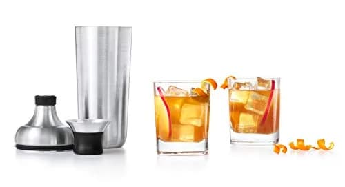 OXO SteeL Cocktail Shaker 24 oz & Double Jigger | Leak-Proof Stainless Steel Bar Set thumbnail 3