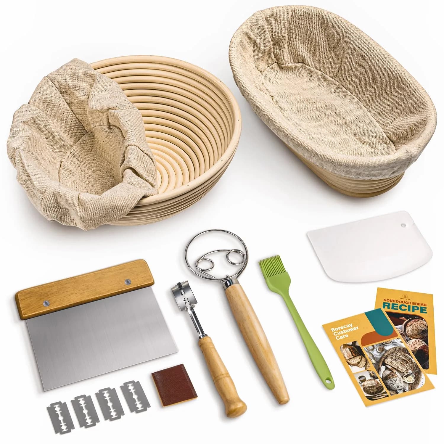 Rorecay Sourdough Starter Kit with Banneton Bread Proofing Baskets | Artisan Bread Tools for Beginners - main product image