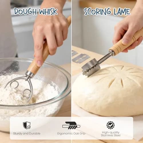 Rorecay Sourdough Starter Kit with Banneton Bread Proofing Baskets | Artisan Bread Tools for Beginners thumbnail 4