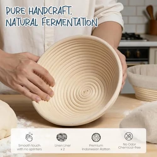Rorecay Sourdough Starter Kit with Banneton Bread Proofing Baskets | Artisan Bread Tools for Beginners thumbnail 2