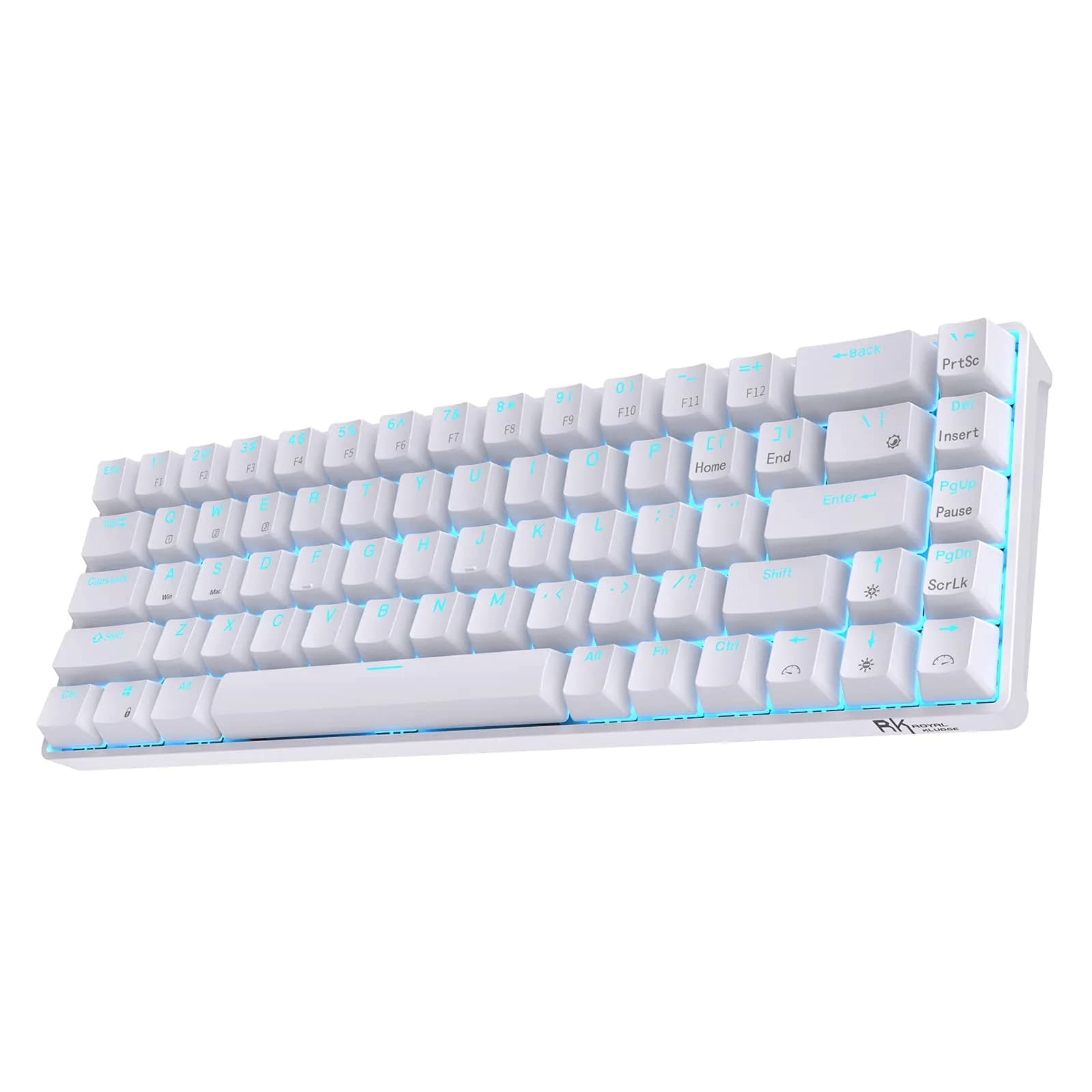 RK ROYAL KLUDGE RK68 65% RGB Wireless Mechanical Keyboard for Gaming, Work | Compact, Tri-Mode Connectivity & Customizable Switches — White / Hot-Swappable Red Switch