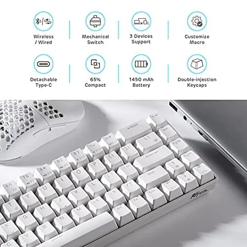 RK ROYAL KLUDGE RK68 Wireless Mechanical Keyboard 65% Compact RGB | Hot Swappable Red Switch thumbnail 7