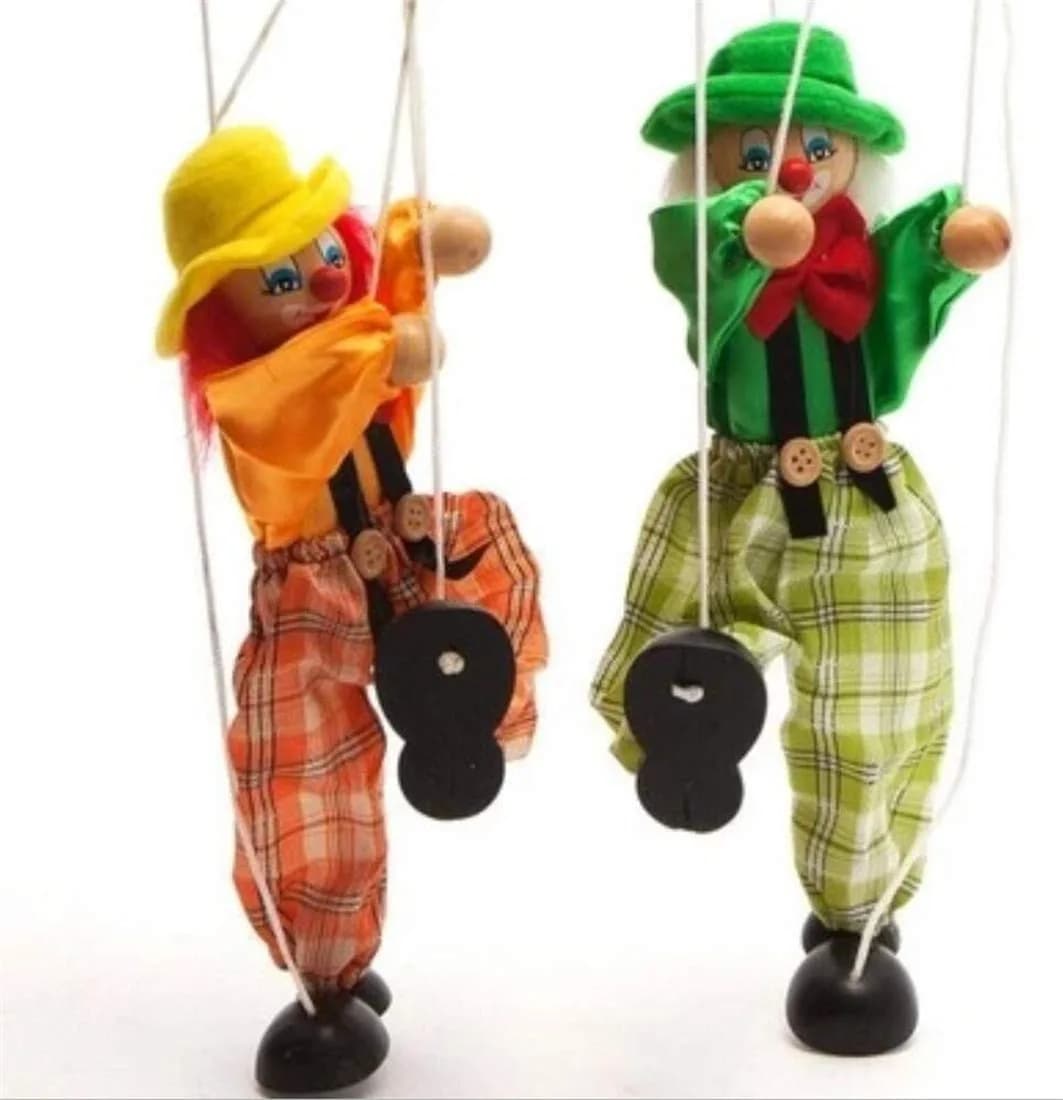 MioCloth Wooden Clown Marionette Puppet 10inch | Vintage Decor & Family Play - main product image