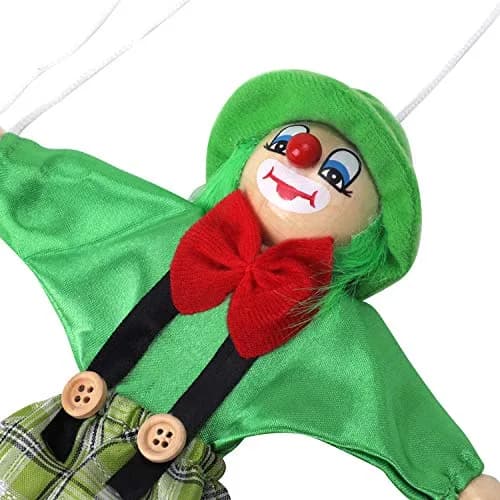 MioCloth Wooden Clown Marionette Puppet 10inch | Vintage Decor & Family Play thumbnail 5