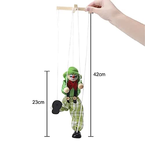 MioCloth Wooden Clown Marionette Puppet 10inch | Vintage Decor & Family Play thumbnail 2