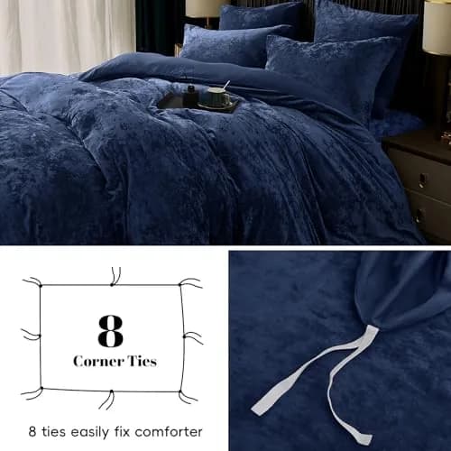 PHF Luxury Velvet Duvet Cover Set King Size | Ultra Soft Breathable Velvet & Microfiber (104" x 90") thumbnail 7