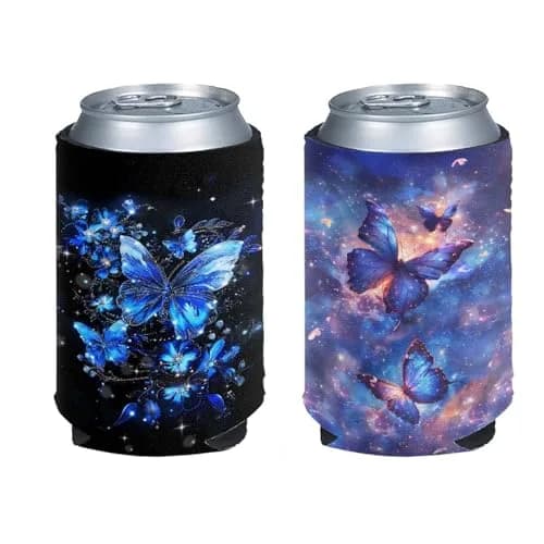 Forchrinse Butterfly Can Cooler Sleeves 2 pcs | Neoprene Reusable Insulator for Cold Beverages thumbnail 1
