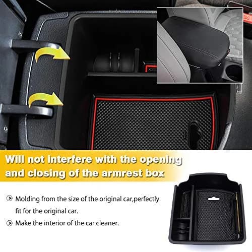 Autorder Center Console Organizer for Kia Seltos 2021-2026 | Secondary Armrest Storage Box Insert Tray with 2 Color Mats thumbnail 5