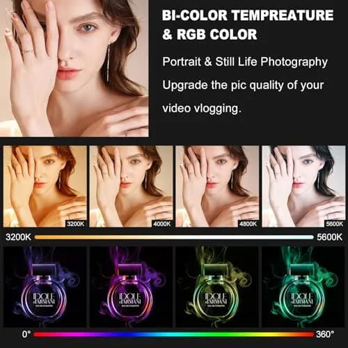 GVM RGB LED Video Light with Tripod Stand Barndoors | Dimmable RGB & Bi-color Studio Lighting Kit thumbnail 5