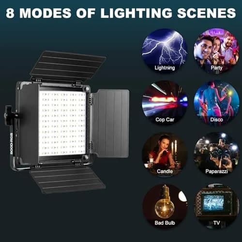 GVM RGB LED Video Light with Tripod Stand Barndoors | Dimmable RGB & Bi-color Studio Lighting Kit thumbnail 7
