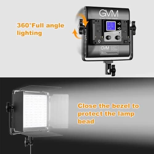 GVM RGB LED Video Light with Tripod Stand Barndoors | Dimmable RGB & Bi-color Studio Lighting Kit thumbnail 8