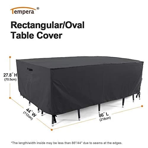 Tempera Outdoor Dining Set Cover for Outside Table and Chairs | Waterproof, Anti-Fading, Space Grey (86'' x 44'' x 27.8'') thumbnail 2