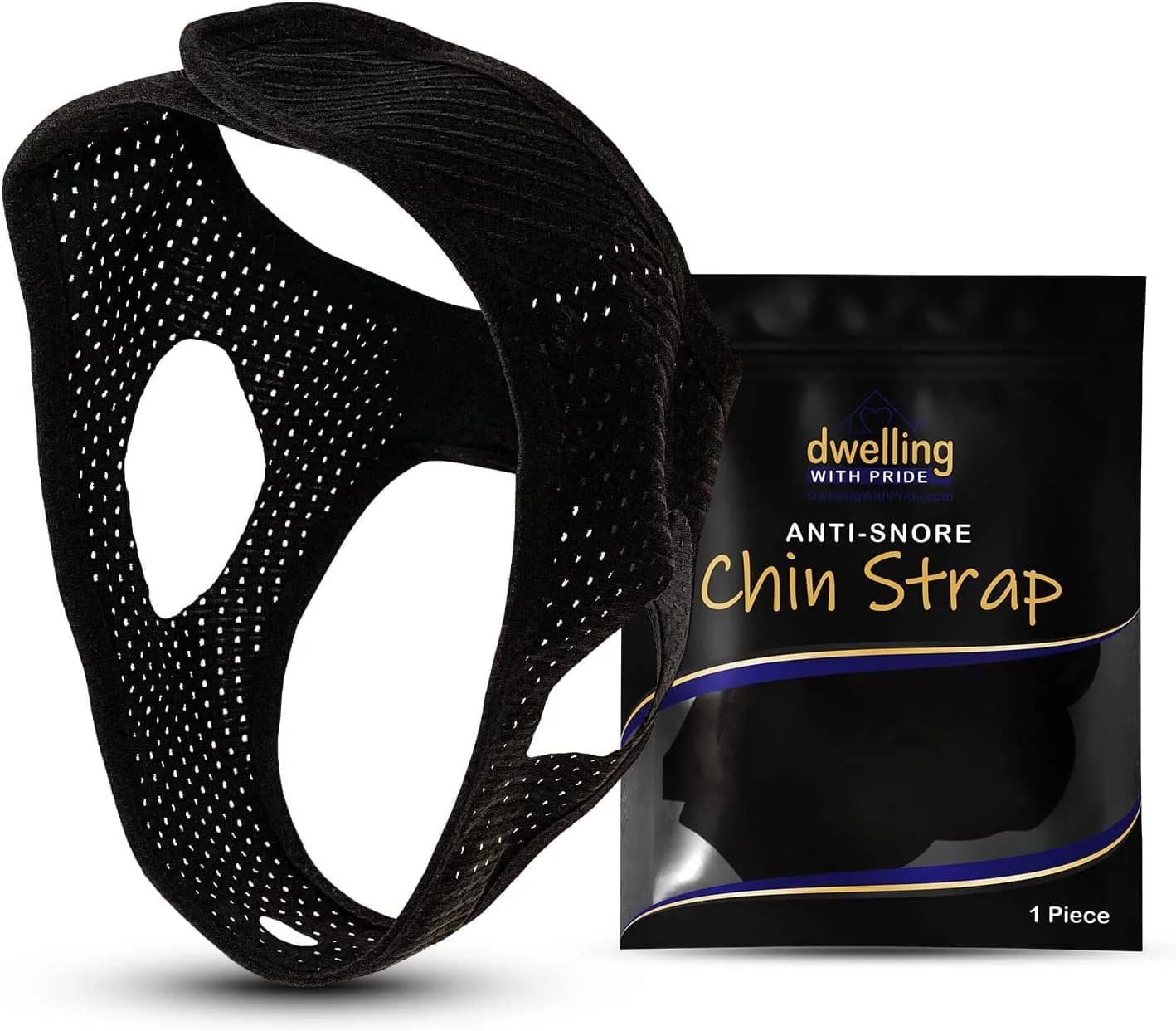 Dwelling With Pride Anti Snore Chin Strap Black | Ergonomic Fit for Men and Women - main product image