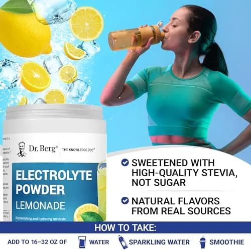 Dr. Berg Nutritionals Keto Electrolyte Powder Lemonade 1.38 lb (626 g) | Zero Sugar Hydration Drink Mix with 1000 mg Potassium thumbnail 6