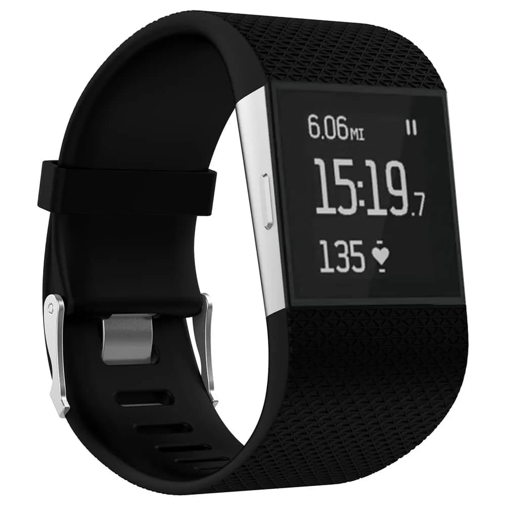 Yuuol Replacement Bands for Fitbit Surge Watch, Silicone Compatible Metal Buckle Fitness Tracker Original Wristband Strap Small & Large Purple | Water Resistant — Black / Small