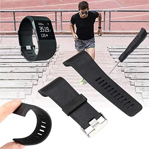 Yuuol Silicone Replacement Bands for Fitbit Surge Watch, Black, Small (2cm Width) | Water-Resistant Fitness Tracker Strap thumbnail 6