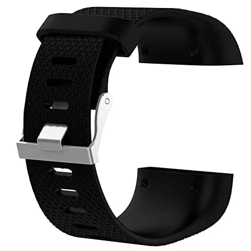 Yuuol Silicone Replacement Bands for Fitbit Surge Watch, Black, Small (2cm Width) | Water-Resistant Fitness Tracker Strap thumbnail 2
